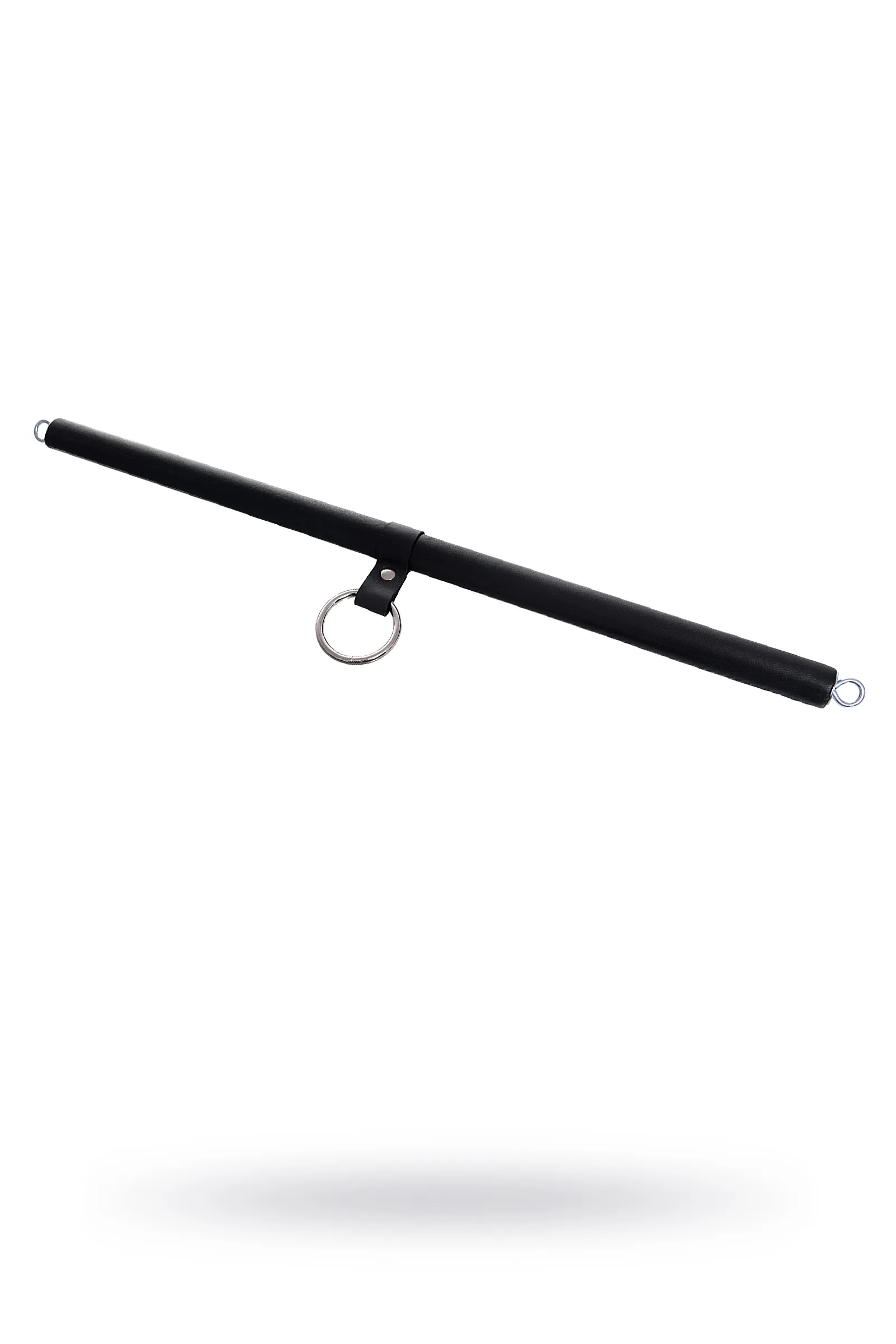 Большая распорка для фиксации Pecado BDSM, с кольцом, натуральная кожа и дерево, черная