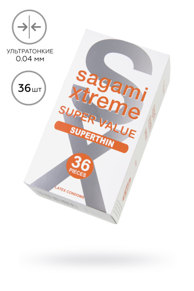 Презервативы Sagami, xtreme, 0.04, латекс, 19 см, 5,4 см, 36 шт.