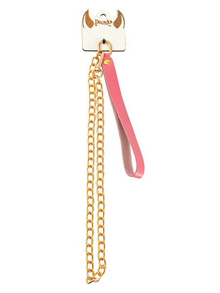 Поводок Pecado BDSM, с карабином для ошейника, натуральная кожа, розовый