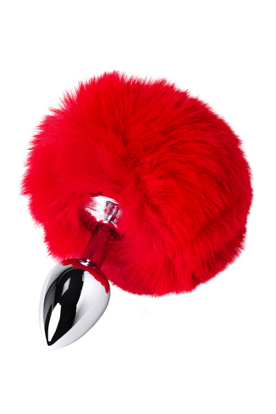 Анальная втулка   TOYFA Metal,  с красным хвостиком, 13см