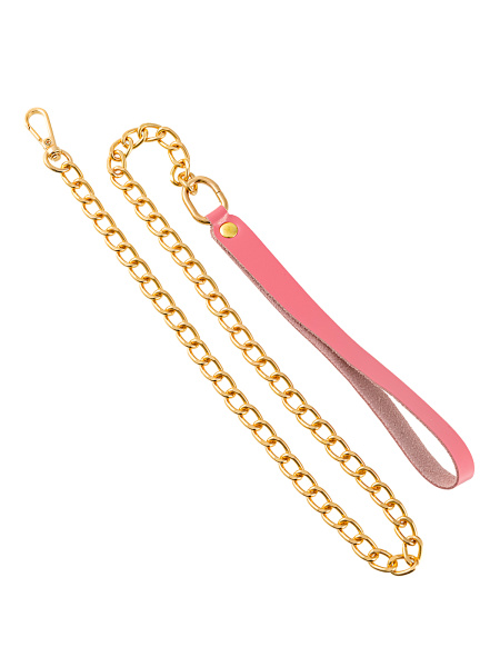 Поводок Pecado BDSM, с карабином для ошейника, натуральная кожа, розовый